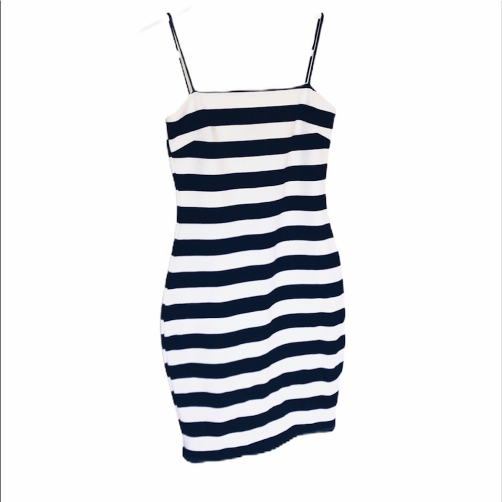 Style Rack Black and White striped spaghetti strap bodycon mini dress size small